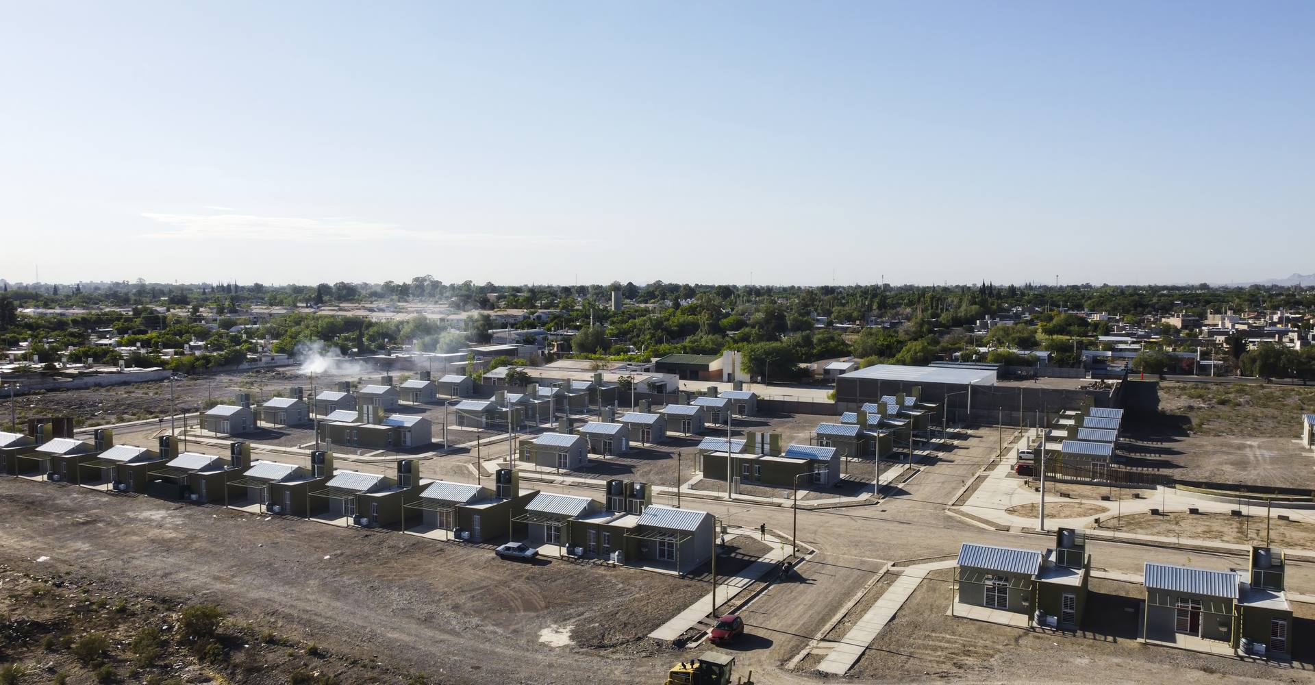 Vista aérea del Barrio Tres Marías en Chimbas, obra ejecutada por DMF Construcciones